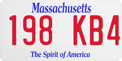 MA license plate 198KB4