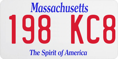 MA license plate 198KC8