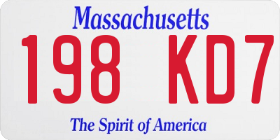 MA license plate 198KD7