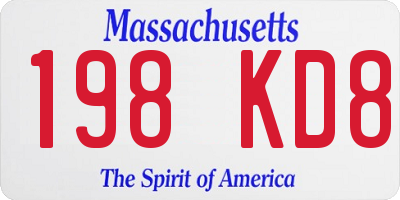 MA license plate 198KD8