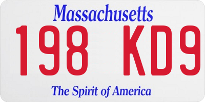 MA license plate 198KD9