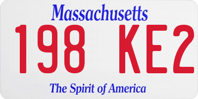MA license plate 198KE2