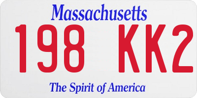 MA license plate 198KK2