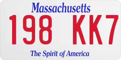 MA license plate 198KK7