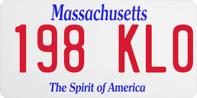 MA license plate 198KL0