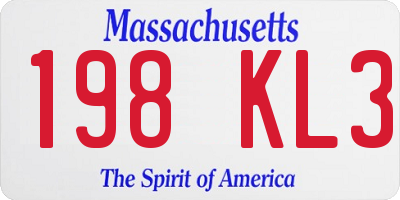 MA license plate 198KL3