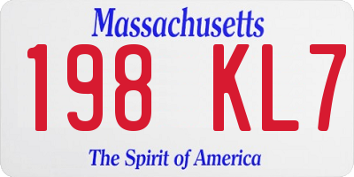 MA license plate 198KL7