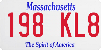 MA license plate 198KL8