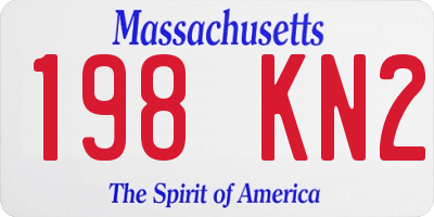 MA license plate 198KN2