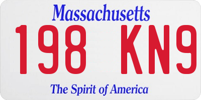 MA license plate 198KN9