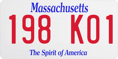 MA license plate 198KO1