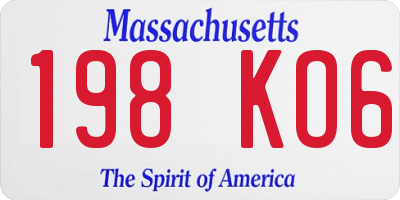 MA license plate 198KO6