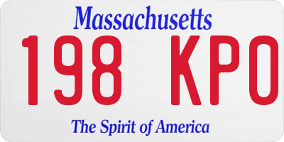 MA license plate 198KP0