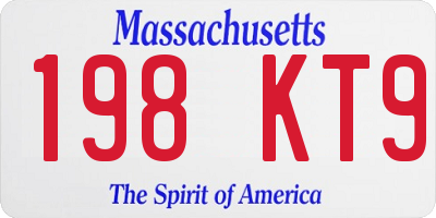 MA license plate 198KT9