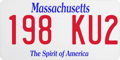 MA license plate 198KU2