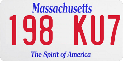 MA license plate 198KU7