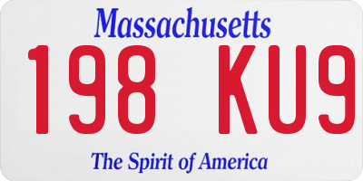 MA license plate 198KU9