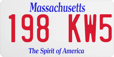 MA license plate 198KW5