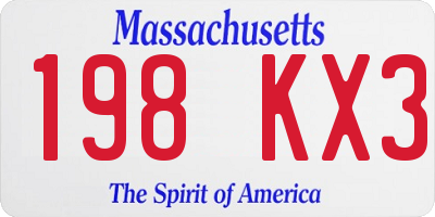 MA license plate 198KX3
