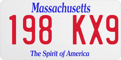 MA license plate 198KX9