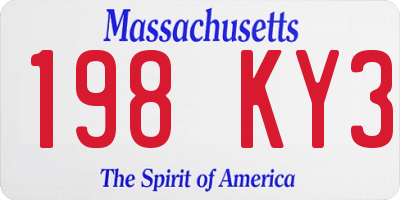 MA license plate 198KY3
