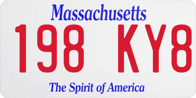 MA license plate 198KY8