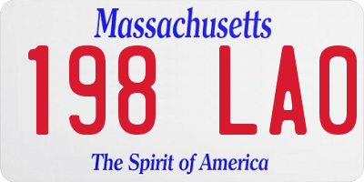 MA license plate 198LA0