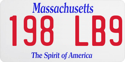 MA license plate 198LB9