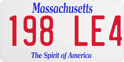 MA license plate 198LE4