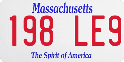 MA license plate 198LE9