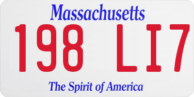 MA license plate 198LI7