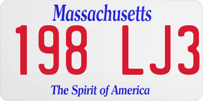 MA license plate 198LJ3