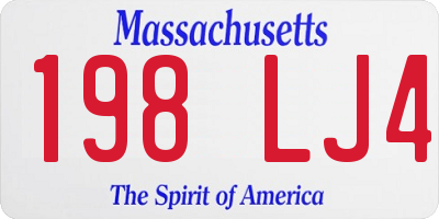 MA license plate 198LJ4