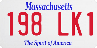 MA license plate 198LK1