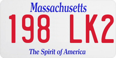 MA license plate 198LK2