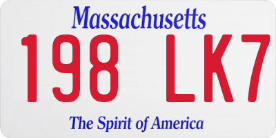 MA license plate 198LK7