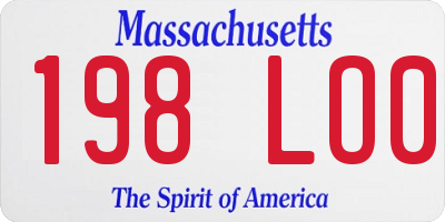 MA license plate 198LO0