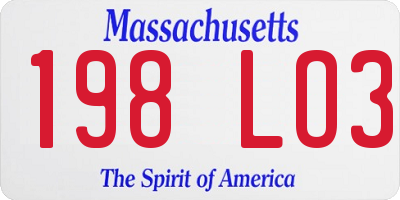 MA license plate 198LO3