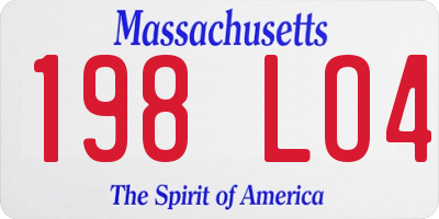 MA license plate 198LO4