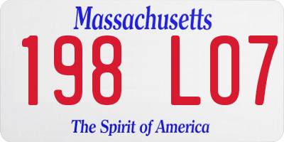 MA license plate 198LO7