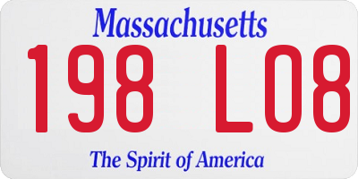 MA license plate 198LO8
