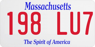 MA license plate 198LU7