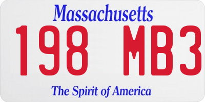 MA license plate 198MB3