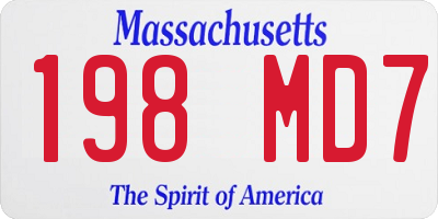 MA license plate 198MD7