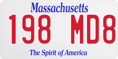 MA license plate 198MD8