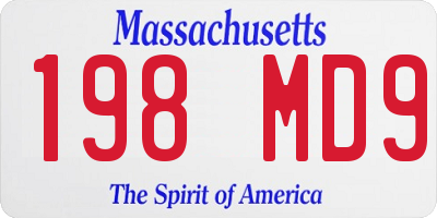 MA license plate 198MD9