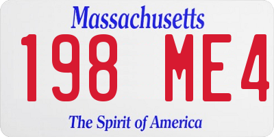 MA license plate 198ME4