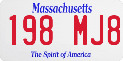MA license plate 198MJ8