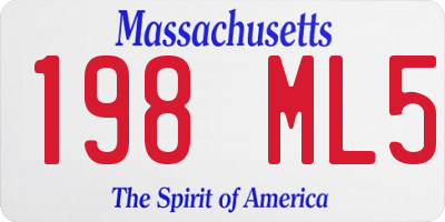 MA license plate 198ML5