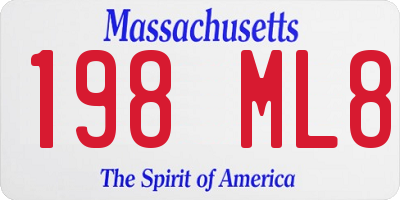 MA license plate 198ML8